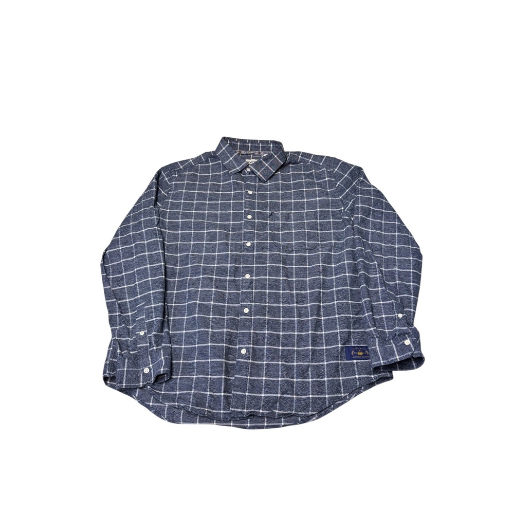 Scotch &‎ Soda Mens XL Blue White Windowpane Check Cotton Flannel Button Shirt